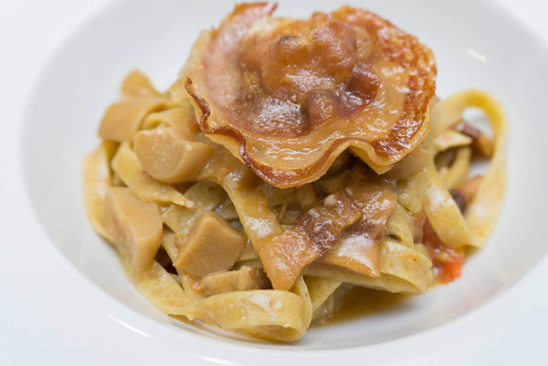 fettuccina con pancetta e guanciale